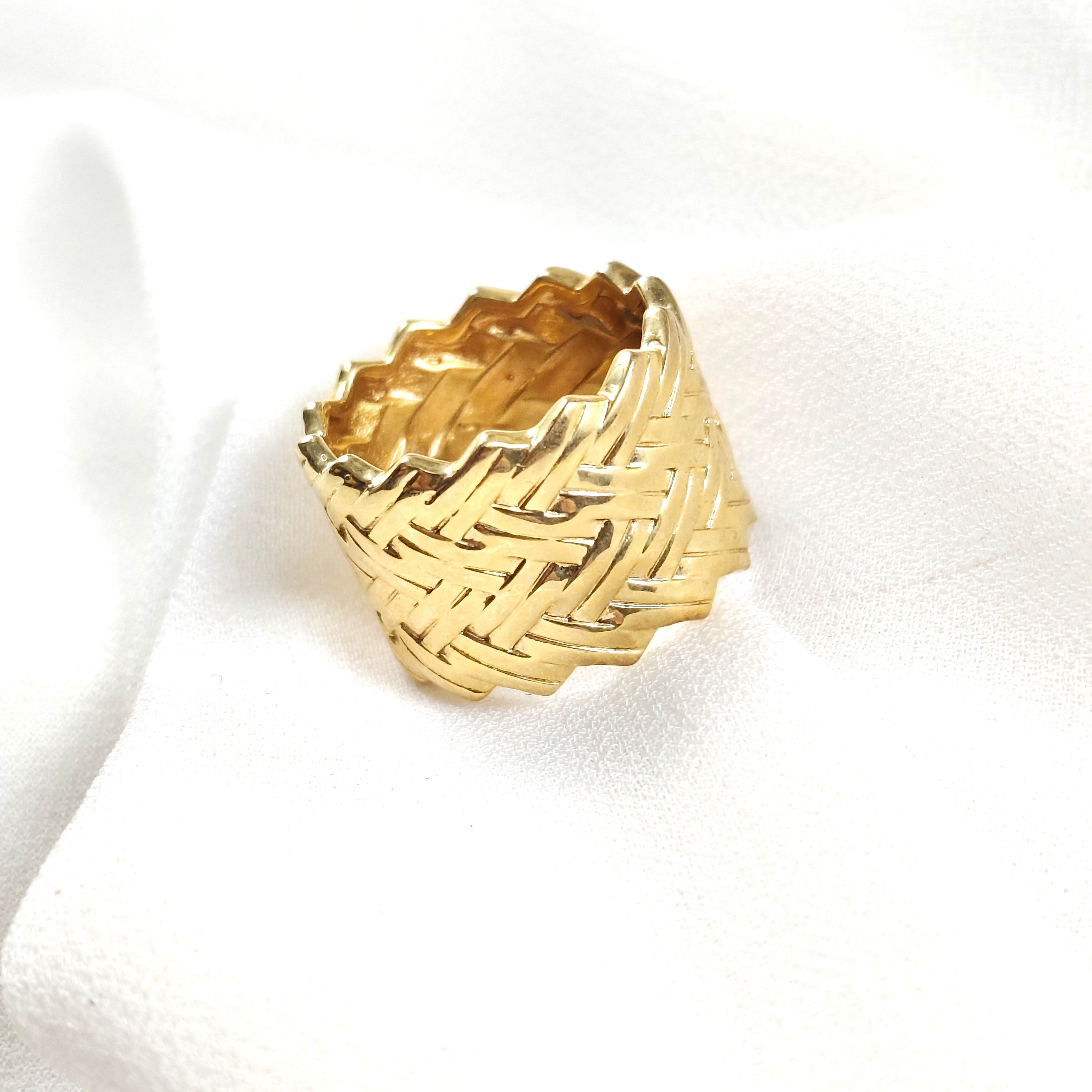 Wide braided gold-plated ring – 10-year warranty