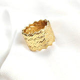 Wide braided gold-plated ring – 10-year warranty