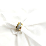 Wide gold-plated ring with pavé zircons – 10-year warranty