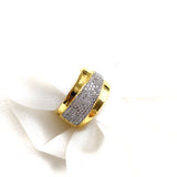 Wide gold-plated ring with pavé zircons – 10-year warranty