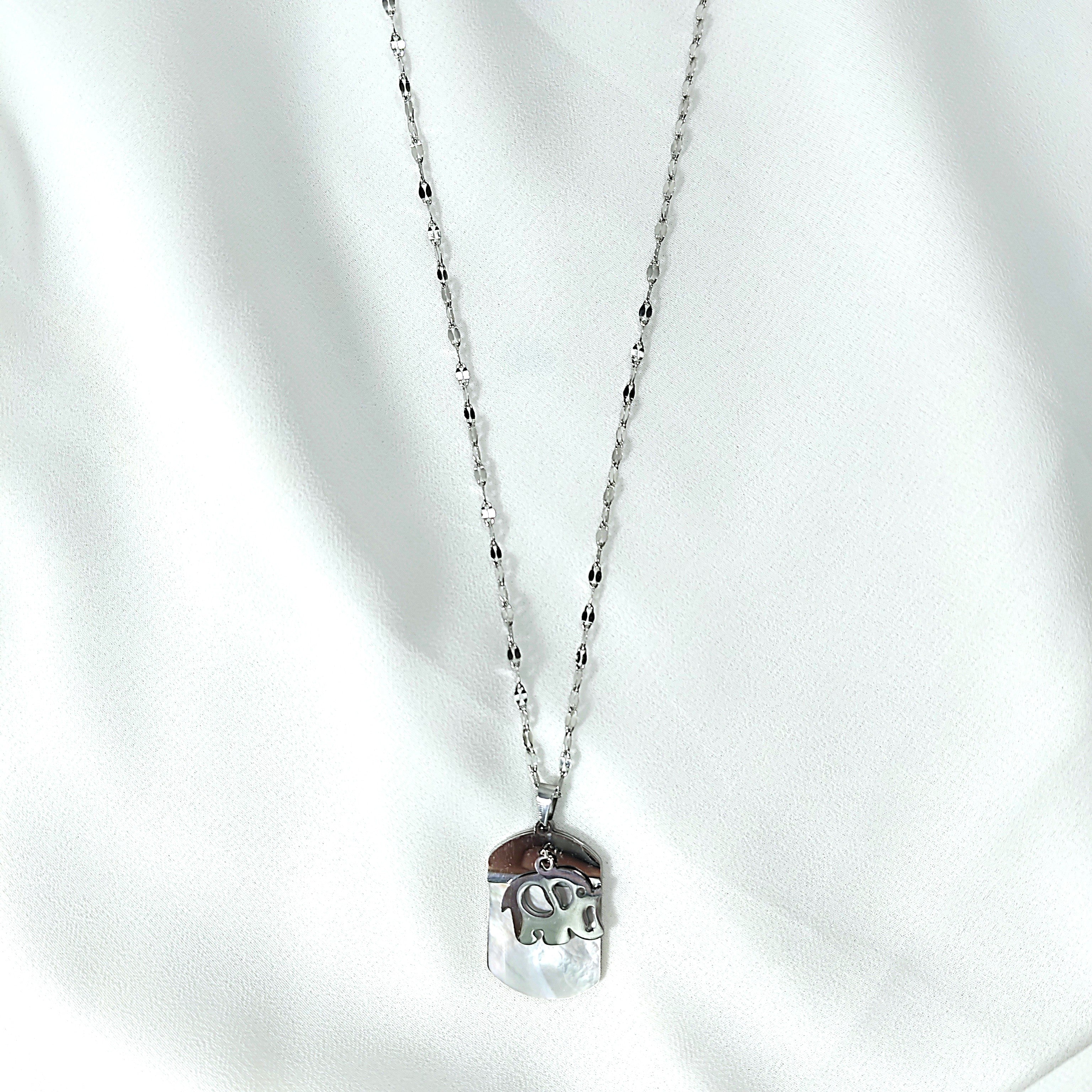Collier Acier Inoxydable Pendentif Nacre & Crâne – Style Moderne et Audacieux