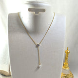 Elegant Gilded Crystal Heart & Pearl Necklace – Chic and Feminine Style