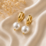 BOUCLES D’OREILLES CRÉOLES PERLE – Dorées & Acier Inoxydable