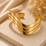 Luxury Gilded Cuff Bracelet in Stainless Steel