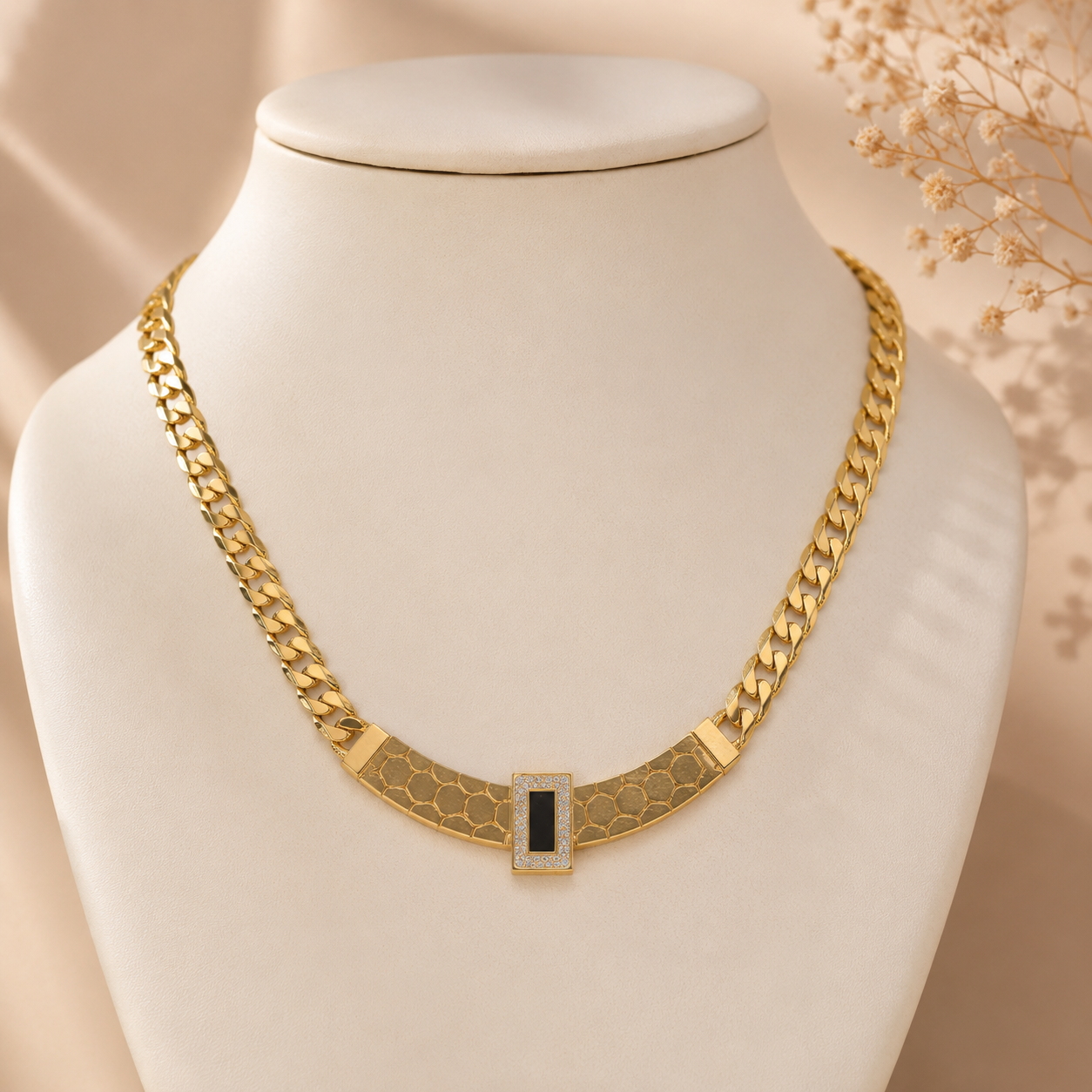Elegant Luxury Stainless Steel Necklace – White, Black & Green
