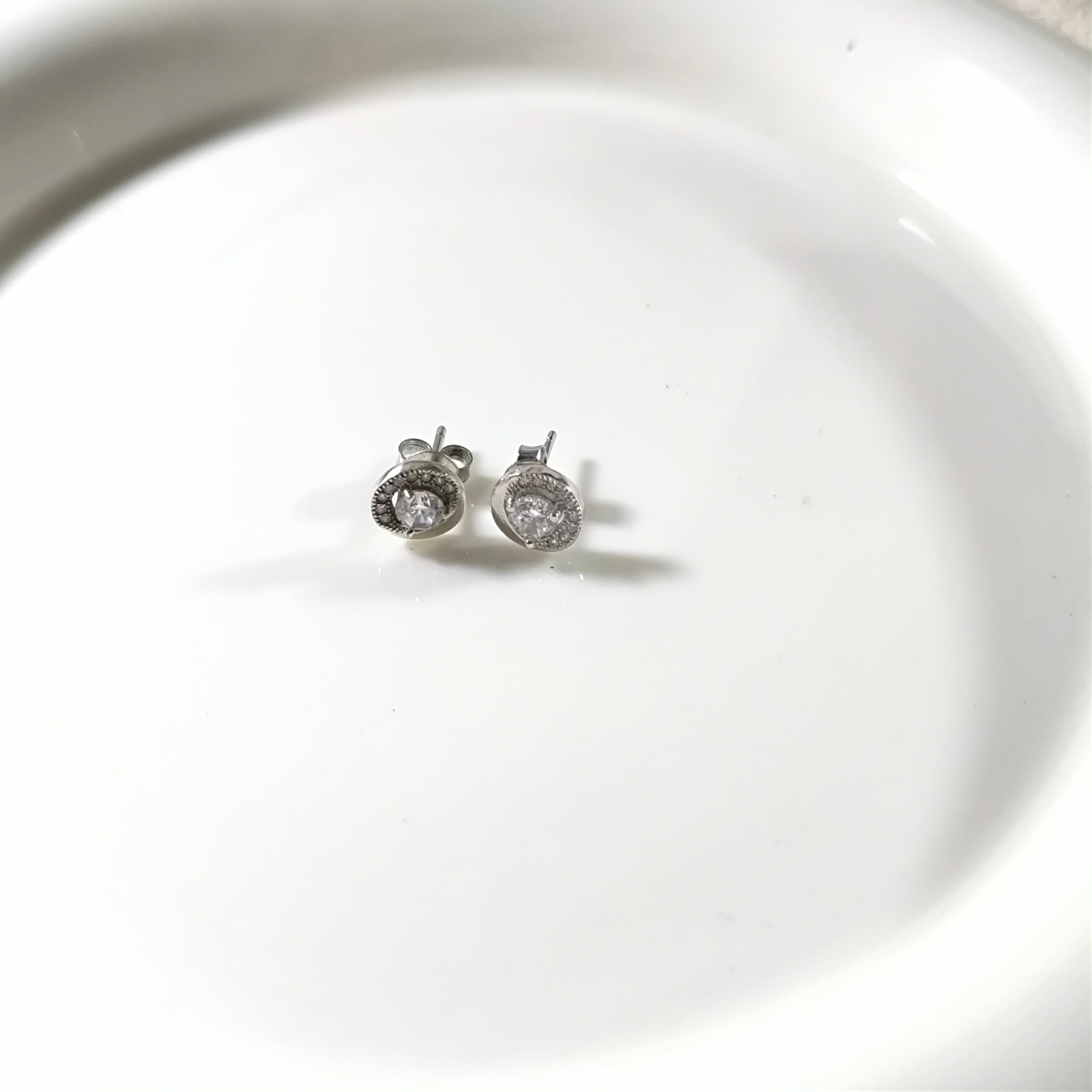 Timeless Elegance Silver Zircon Halo Earrings