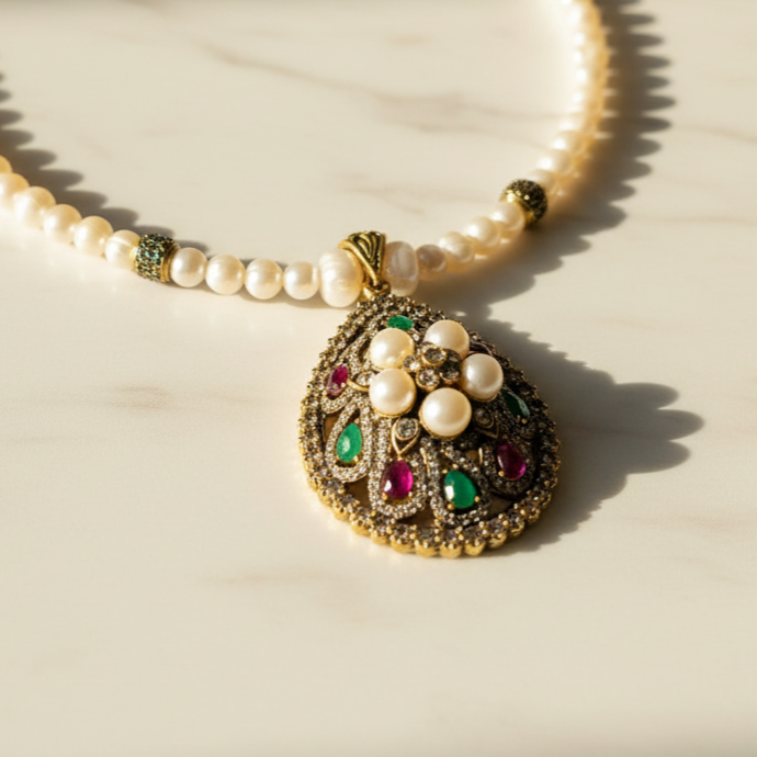 Collier Djawher – Perles, Antique & Pierres Précieuses