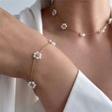 Pearl Flower Chain Set – Bracelet & Necklace