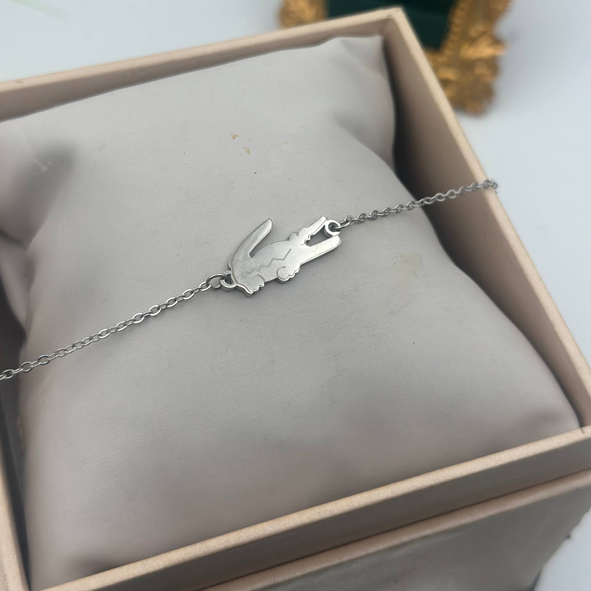 Bracelet Chaîne Pendentif Crocodile