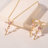 Crystal Flower Stem Set – Necklace & Earrings