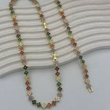 Parure Fleurs Élégantes – Collier & Bracelet avec Pierres Colorées