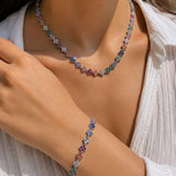 Parure Fleurs Élégantes – Collier & Bracelet avec Pierres Colorées