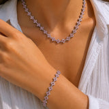 Parure Fleurs Élégantes – Collier & Bracelet avec Pierres Colorées