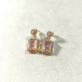 Boucles d’Oreilles Impériales – Pierre Rectangulaire & Finition Dorée (5 Couleurs)