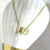 Golden Elegance Necklace – White Enamel & Brilliant Stone Pendant