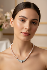 Chaîne en perles & Argent rhodié 925