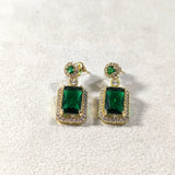 Boucles d’Oreilles Impériales – Pierre Rectangulaire & Finition Dorée (5 Couleurs)