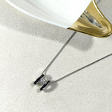 Golden Elegance Necklace – White Enamel & Brilliant Stone Pendant