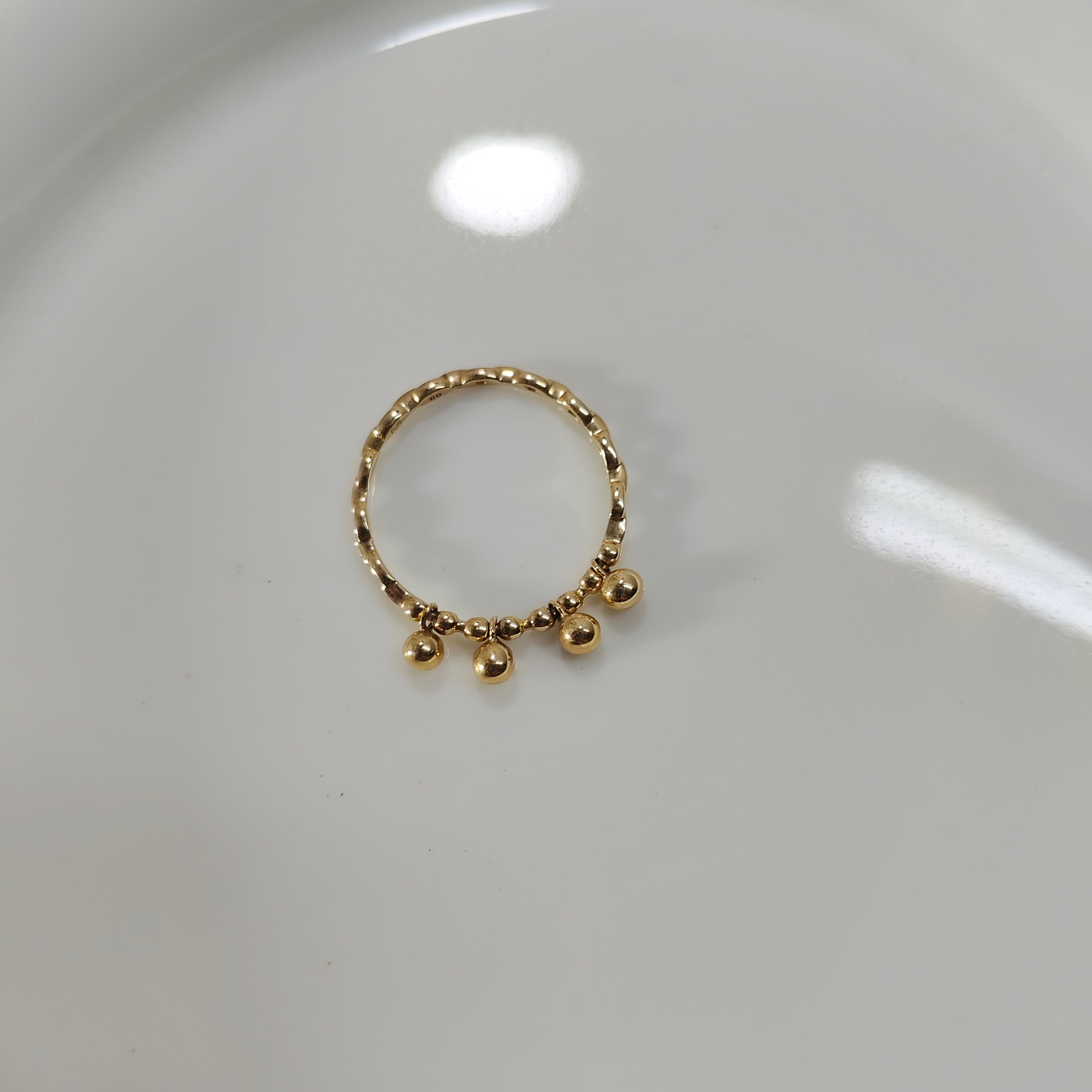 Elegant Hanging Pearl Ring – Gold Plated CN – 10 Year Warranty
