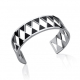 Geometric Black and White Triangle Cuff Bracelet Steel