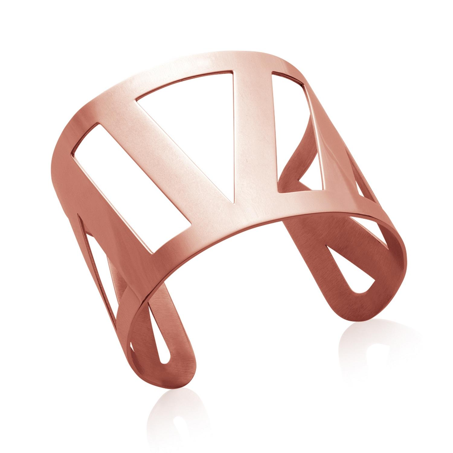Rigid rose gold-tone cuff bracelet.